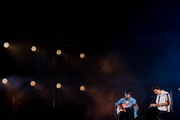 Hermanos Gutiérrez — Vodafone Paredes de Coura 2026 - 13 Aug 2026 Alejandro Gutiérrez and Estevan Gutiérrez, guitar duo of the Swiss?Ecuadorian instrumental Hermanos Gutiérrez, perform together on stage during the Vodafone Paredes de Coura. Paredes de Coura Portugal Copyright: xDiogoxBaptistax xSOPAxImagesx DB_HermanosGutierrez20260813PDC_008