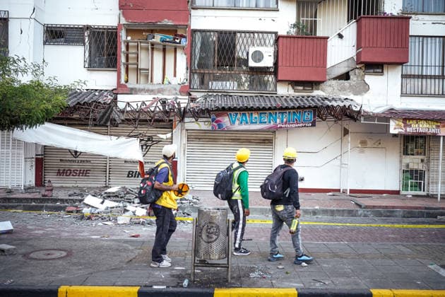 August 13, 2026, Cali, Valle Del Cauca, Colombia: Mexican volunteer team Topos Azteca lead by Hector Mendez also known as Topo Mayor take part in search and rescue missions in Cali, Colombia on August 13, 2026 to aid in several rescue labors after a 7,4 magnitude earthquake that struck the cities of Quibdo, Cali, Pereira and Manizales leaving more than 200 casualties past august 10. Cali Colombia  - ZUMAvp1_ 20260813_zia_vp1_002 Copyright: xSebastianxMarmolejox