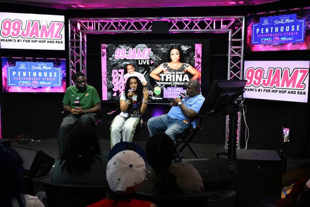 HOLLYWOOD, FL - AUGUST 13: Trina at Jamz Live at The 99 Jamz performance penthouse studio on August 13, 2026 in Hollywood, Florida. Copyright: xmpi04x