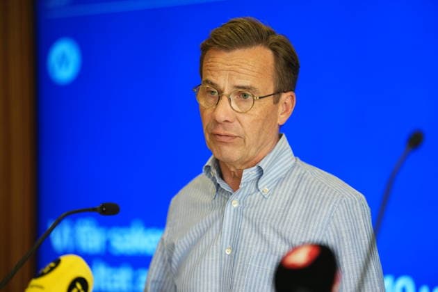 STOCKHOLM, SWEDEN 20260814 Moderate Party leader Ulf Kristersson (M) during a press conference where he presents the results of the Moderate Party’s campaign promises for this term and the impact they have had on Sweden STOCKHOLM SWEDEN x10658x  Copyright: xMagnusxLejhall TTx PRESSTRÄFF MODERATERNA OM VALLÖFTEN awu73omjvdg