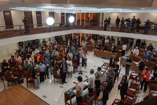 August 14, 2026, Manila, Metro Manila, Philippines: The Philippine Truth Commission, composed of human rights workers and clergy people, hosts its first public truth-telling session, this morning of August 14 in the Pope Pius XII Center in Manila. The commission discussed the case of Raymart Siapo, a 19 year victim of the former Duterte Administrationâ€⠢s ‘War on Drugs. According to Luzviminda Siapo, the mother of Raymart who spoke before the commission, his son was abducted and killed by 14 unidentified individuals. Manila Philippines - ZUMAp220 20260814_zip_p220_019 Copyright: xCharlesxPerezx