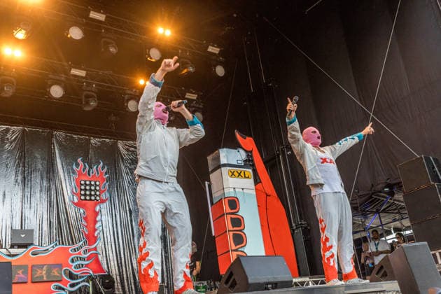 Das Berliner Hip Hop Rap Trio PA69 (besteht aus DJ Dope, Rabatto und Turbogianni) am ersten Tag des Highfield 2026 am Störmthaler See Highfield 2026 tag 1 - PA69