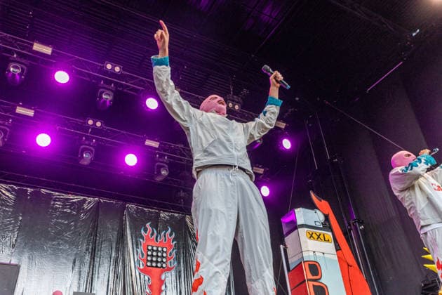 Das Berliner Hip Hop Rap Trio PA69 (besteht aus DJ Dope, Rabatto und Turbogianni) am ersten Tag des Highfield 2026 am Störmthaler See Highfield 2026 tag 1 - PA69