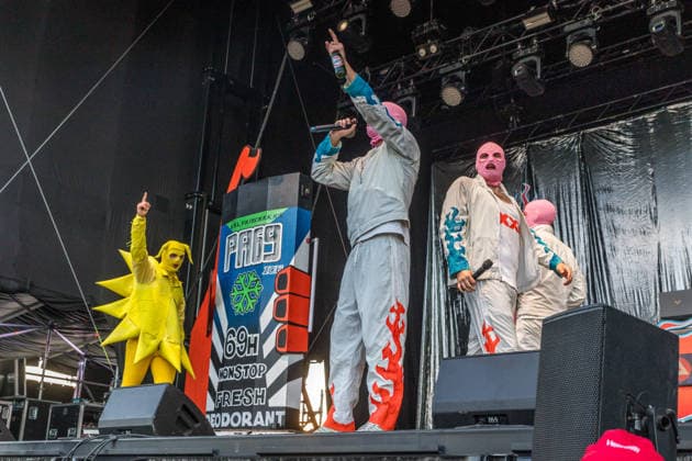 Das Berliner Hip Hop Rap Trio PA69 (besteht aus DJ Dope, Rabatto und Turbogianni) am ersten Tag des Highfield 2026 am Störmthaler See Highfield 2026 tag 1 - PA69