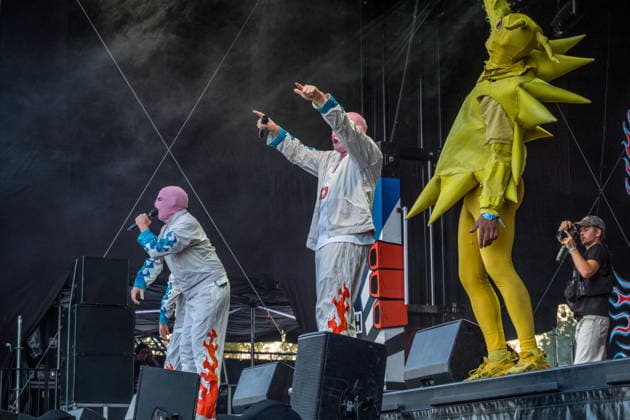 Das Berliner Hip Hop Rap Trio PA69 (besteht aus DJ Dope, Rabatto und Turbogianni) am ersten Tag des Highfield 2026 am Störmthaler See Highfield 2026 tag 1 - PA69
