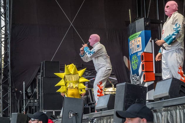 Das Berliner Hip Hop Rap Trio PA69 (besteht aus DJ Dope, Rabatto und Turbogianni) am ersten Tag des Highfield 2026 am Störmthaler See Highfield 2026 tag 1 - PA69