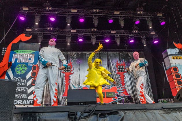 Das Berliner Hip Hop Rap Trio PA69 (besteht aus DJ Dope, Rabatto und Turbogianni) am ersten Tag des Highfield 2026 am Störmthaler See Highfield 2026 tag 1 - PA69
