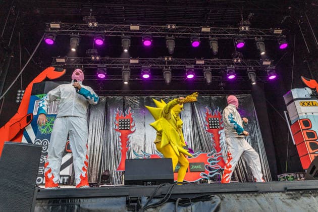 Das Berliner Hip Hop Rap Trio PA69 (besteht aus DJ Dope, Rabatto und Turbogianni) am ersten Tag des Highfield 2026 am Störmthaler See Highfield 2026 tag 1 - PA69