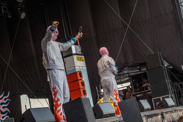 Das Berliner Hip Hop Rap Trio PA69 (besteht aus DJ Dope, Rabatto und Turbogianni) am ersten Tag des Highfield 2026 am Störmthaler See Highfield 2026 tag 1 - PA69