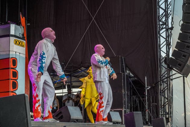 Das Berliner Hip Hop Rap Trio PA69 (besteht aus DJ Dope, Rabatto und Turbogianni) am ersten Tag des Highfield 2026 am Störmthaler See Highfield 2026 tag 1 - PA69