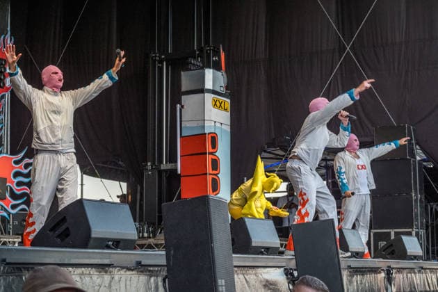Das Berliner Hip Hop Rap Trio PA69 (besteht aus DJ Dope, Rabatto und Turbogianni) am ersten Tag des Highfield 2026 am Störmthaler See Highfield 2026 tag 1 - PA69