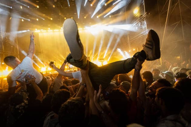 August 14, 2026, Paredes De Coura, Braga, Portugal: Festival goers crowd surf near the front as vocalist and guitarist Kele Okereke and the British indie rock band, Bloc Party perform live during the Vodafone Paredes de Coura. Paredes De Coura Portugal - ZUMAs197 20260814_aaa_s197_195 Copyright: xDiogoxBaptistax