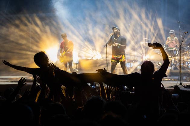August 14, 2026, Paredes De Coura, Braga, Portugal: Festival goers crowd surf near the front as vocalist and guitarist Kele Okereke and the British indie rock band, Bloc Party perform live during the Vodafone Paredes de Coura. Paredes De Coura Portugal - ZUMAs197 20260814_aaa_s197_197 Copyright: xDiogoxBaptistax