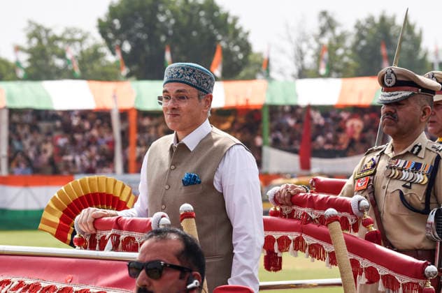 80th Independence Day Celebrations in Jammu and Kashmir s Srinagar Srinagar, Aug 15 (ANI): Jammu and Kashmir Chief Minister Omar Abdullah inspects a parade during the 80th Independence Day celebrations at Bakshi Stadium, in Srinagar on Saturday. Srinagar Jammu and Kashmir India Copyright: xANIx ANI_20260815317