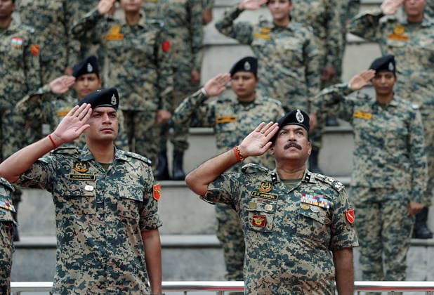 RECORD DATE NOT STATED 80th Independence Day celebrations at the Attari Wagha border Amritsar, Aug 15 (ANI): Border Security Force (BSF) soldiers salute during the Beating Retreat ceremony on the occasion of 80th Independence Day, at Attari Wagha border, in Amritsar on Saturday. Amritsar Punjab India Copyright: xANIx ANI_20260815430