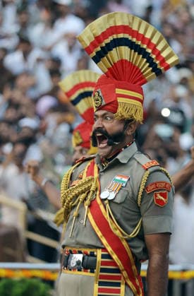 80th Independence Day celebrations at the Attari Wagha border Amritsar, Aug 15 (ANI): Border Security Force (BSF) soldiers perform during the Beating Retreat ceremony on the occasion of 80th Independence Day, at Attari Wagha border, in Amritsar on Saturday. Amritsar Punjab India Copyright: xANIx ANI_20260815736