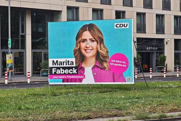 Berlin, Deutschland, 16.08.2026: Wahlplakat mit Marita Fabeck, CDU Copyright: xdtsxNachrichtenagenturx dts_130302