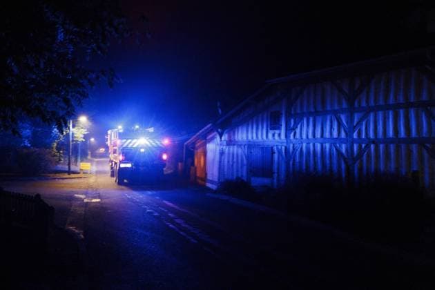 Garrein, The Netherlands, 2026-08-15 01:31:54 Garein, 15-08-2026, a convoy of fire trucks arrives at the village of Garein to extinguish the forest fire near Luglon. Photo: NLBeeld Robert Meerding Credit: NL Beeld Robert Meerding Inc  Copyright: xx x