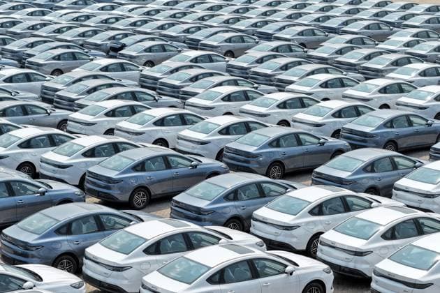 China Automotive Export Aerial view of new BYD electric cars waiting for shipment to overseas markets in a port in Yantai in eastern China s Shandong province, Monday, Aug. 17, 2026., Credit:stringer Utuku Feature China Avalon CHINA, SHANDONG, YANTAI  Copyright: xstringerx xUtuku FeaturexChinax xAvalonx 1124490134