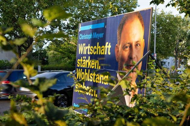 Berlin,16.08.2026,Wahlplakat der Partei FDP Christoph Meyer zur Wahl zum 20.Abgeordnetenhaus von Berlin sowie zu den Bezirksverordnetenversammlungen am 20.09.2026.