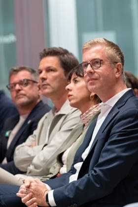 Berlin,18.08.2026,Bitkom Policy Pitch zur Abgeordnetenhauswahl 2026 im Delta Campus Neukölln.Werner Graf,Steffen Krach,Elif Eralp,Stefan Evers