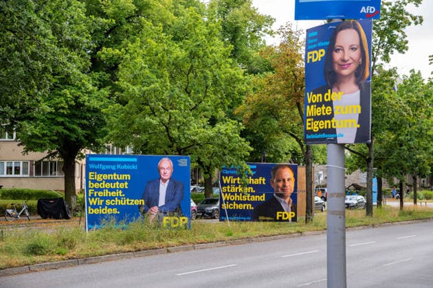 Berlin,05.08.2026,Wahlplakat der Partei FDP Wolfgang Kubicki Christoph Meyer zur Wahl zum 20.Abgeordnetenhaus von Berlin sowie zu den Bezirksverordnetenversammlungen am 20.09.2026.