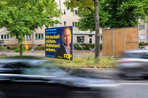 Berlin,05.08.2026,Wahlplakat der Partei FDP Christoph Meyer zur Wahl zum 20.Abgeordnetenhaus von Berlin sowie zu den Bezirksverordnetenversammlungen am 20.09.2026.