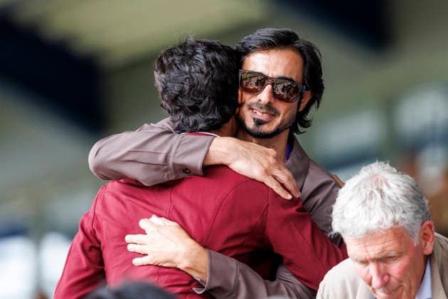 AACHEN - FEI World Championships 2026, AACHEN - FEI World Championships 2026 AL THANI Sheikh Jassim bin Hamad, AL THANI Sheikh Fahad Jassim H K, BEERBAUM Ludger Auf der Vip Tribüne in Aachen Jumping competition (penalties time) for Young Riders Aachen, Reitstadion Soers 21. August 2026 -