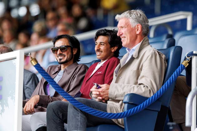 AACHEN - FEI World Championships 2026, AACHEN - FEI World Championships 2026 AL THANI Sheikh Jassim bin Hamad, AL THANI Sheikh Fahad Jassim H K, BEERBAUM Ludger Auf der Vip Tribüne in Aachen Jumping competition (penalties time) for Young Riders Aachen, Reitstadion Soers 21. August 2026 -
