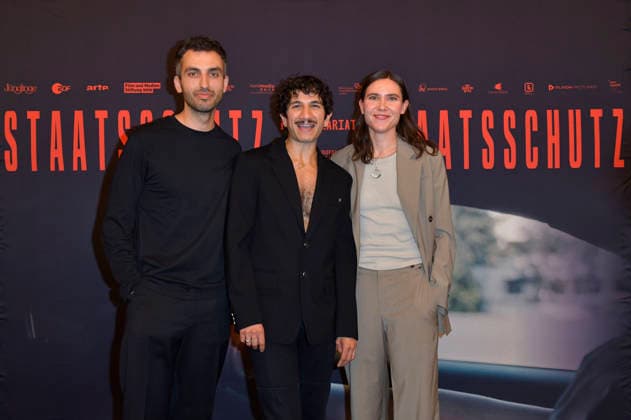 Jorgo Narjes, Faraz Shariat und Paulina Lorenz beim Special Screening des Kinofilms Staatsschutz im Kino International. Berlin, 25.08.2026