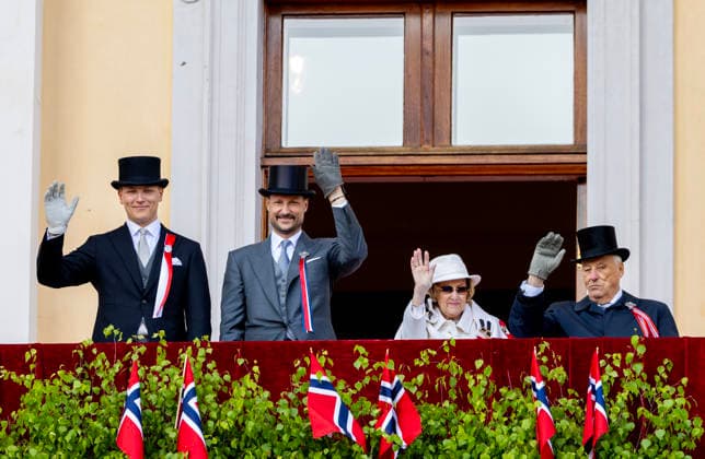 17-05-2026 Oslo Prince Sverre Magnus, Crown Prince Haakon, Queen Sonja and King Harald during the national day on the balcony of the royal palace in Oslo. Â  Copyright: xPPEx
