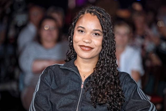 MDR - Riverboat. Kugelstoß-Olympiasiegerin Yemisi Mabry anläßlich der Aufzeichnung der MDR - Talkshow Riverboat am 28.08.2026 in der Mediacity Leipzig. 20260828SFL0049