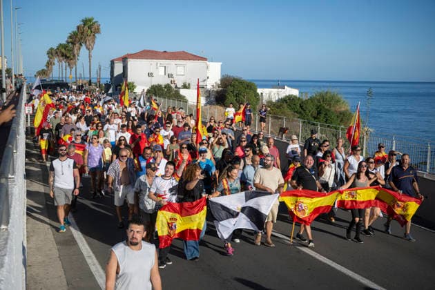 Peaceful demonstration organized by neighborhood associations in Ceuta. Dozens of people during a peaceful demonstration on August 29, 2026, in Ceuta, Spain. The demonstration, which was distinctly peaceful in nature, was organized by several neighborhood associations under the slogan Ceuta United, Ceuta at Peace Another march scheduled for tonight was ultimately canceled by its organizers to prevent people who incite violence from joining them, following warnings about the possible arrival of extremist groups. AUGUST 29, 2026, Ceuta, Spain Copyright: xMarcosxMorenox 7737647