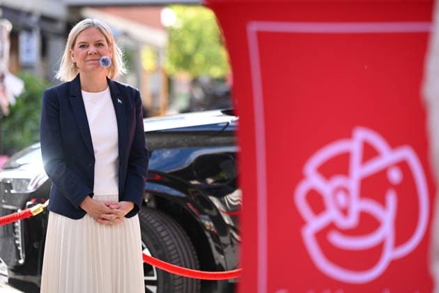 Magdalena Andersson, leader of Sweden s Social Democratic Party, delivers a speech in Bredang, Stockholm, Sweden, on September 5, 2026, ahead of the general election on September 13. Photo by Jonathan Näckstrand, TT. STOCKHOLM, SWEDEN x62260x  Copyright: xJonathanxNäckstrand TTx SWE MAGDALENA ANDERSSON (S) SPEECH t65gU-MyzWo