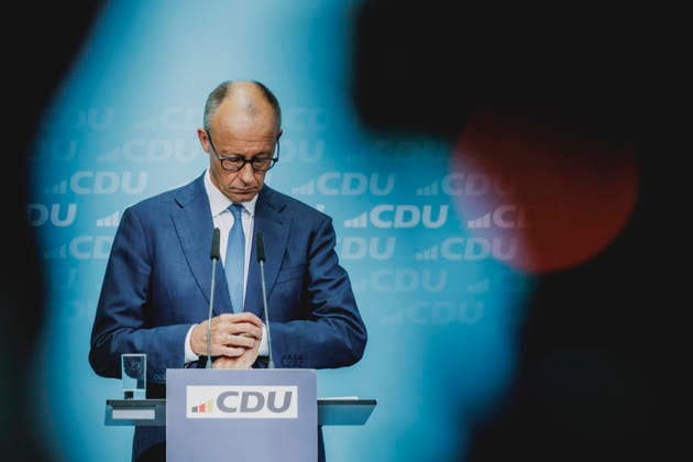 Friedrich Merz (CDU), Bundeskanzler, aufgenommen im Rahmen einer Pressekonferenz als Reaktion auf die Landtagswahl in Sachsen-Anhalt in Berlin, 07.09.2026. Mit rund 44% hat die AfD (Alternative fuer Deutschland) die Landtagswahl deutlich vor der CDU mit rund 17,5% gewonnen. Berlin Deutschland Copyright: xFlorianxGaertnerx