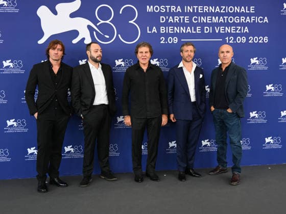 IPA88352037 - Venice, 83rd Venice International Film Festival 2026 - Day 9. Photocall for the film Be Brave. Pictured: Francesco Carrozzini (director), Renzo Rosso (lead actor), Lorenzo Mieli (producer OUR Films), Roberto Beragnoli (creative AI director)  Copyright: xAlbertoxTerenghix xPoolxPhotoxEventsx08x IPA88352037