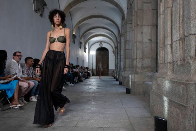 September 10, 2026, Madrid, Spain: A model parades with Dolores Cortes design during the OMODA Fashion Week en ISE San Isidro in Madrid. Madrid Spain  - ZUMAs197 20260910_aaa_s197_629 Copyright: xAtilanoxGarciax