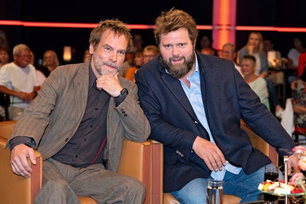 MDR - Riverboat. Schauspieler Antoine Monot und Wanja Mues anläßlich der Aufzeichnung der MDR - Talkshow Riverboat am 11.09.2026 in der Mediacity Leipzig. 20260911ADO0024
