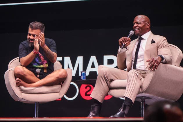BELO HORIZONTE, MG - 11.09.2026: ATOR TERRY CREWS EM BH NO HOTMART FIRE - Influencer Igor Gomes from Podcast Flow and actor Terry Crews in BH at Hotmart Fire. The event took place at Expominas in Belo Horizonte, this Friday night (11). x3014518x  AllanxCalisto