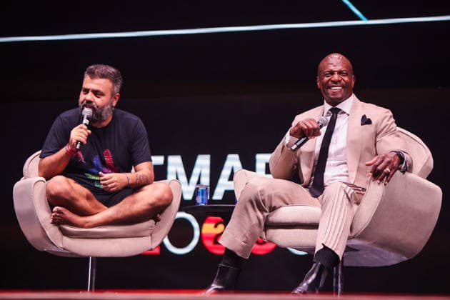 BELO HORIZONTE, MG - 11.09.2026: ATOR TERRY CREWS EM BH NO HOTMART FIRE - Influencer Igor Gomes from Podcast Flow and actor Terry Crews in BH at Hotmart Fire. The event took place at Expominas in Belo Horizonte, this Friday night (11). x3014532x  AllanxCalisto