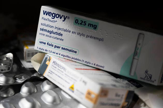 Illustration - Post Heart Attack Treatment Medication Illustration - A box of Wegovy photographed among other medicine boxes, in Gap, Hautes-Alpes, France, on September 12, 2026. Photo by Thibaut Durand ABACAPRESS.COM gap PROVENCE-ALPES-COTE D AZUR France  Copyright: xDurandxThibaut ABACAx