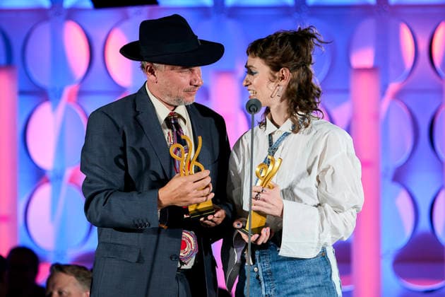 Deutscher Schauspielpreis 2026 Preisträgerin Lia von Blarer und Preisträger Robert Stadlober Bühne Show 15 Jahre Deutscher Schauspielpreis und 20 Jahre BFFS, Pullman Berlin Schweizerhof, Datum: 11.09.2026 Copyright: xEventpressx