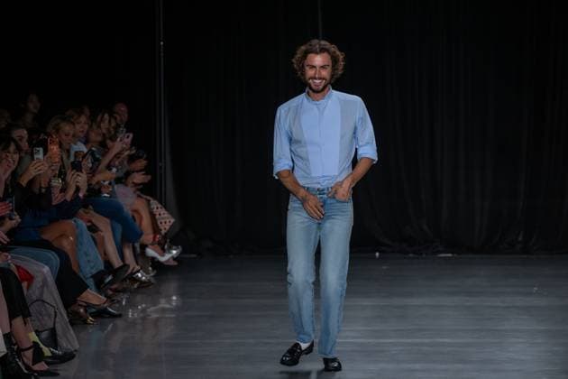 September 11, 2026, New York, New York, United States: Designer Christian Cowan walks the runway finale.Models walk the runway at the Christian Cowan fashion show during New York Fashion Week at The Glasshouse on September 11, 2026 in New York City. New York United States  - ZUMAs197 20260911_aaa_s197_1095 Copyright: xRonxAdarx