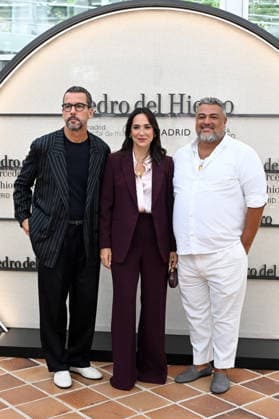 The Pedro del Hierro fashion house presents its Hamani collection at Mercedes-Benz Fashion Week Madrid. Álex Miralles, Tamara Falcó, and Nacho Aguayo pose at a photocall during the presentation of the Hamani collection by the Pedro del Hierro fashion house on September 14, 2026, in Madrid, Spain. The collection draws inspiration from the Japanese tradition of contemplating cherry blossoms, celebrating ephemeral beauty, digital disconnection, and time as a true luxury. CELEBRITIES PHOTOCALL FASHION FASHION WEEK RUNWAY CIBELES José Madrid Madrid, Spain  Copyright: xJosÃ xOlivax 7773723