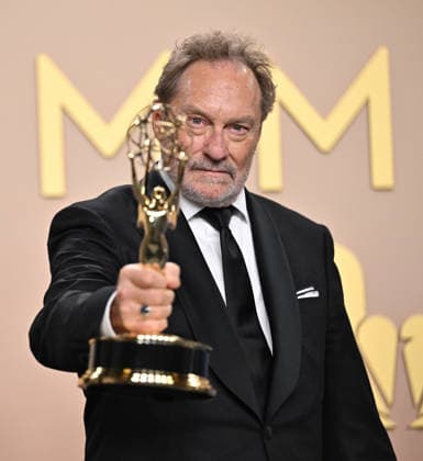 Stephen Root holds the Emmy for Outstanding Supporting Actor in a Comedy Series for Widow s Bay, backstage during the 78th annual Primetime Emmy Awards at the Peacock Theater in Los Angeles on Monday, September 14, 2026.  LAP20260914239 CHRISxCHEW