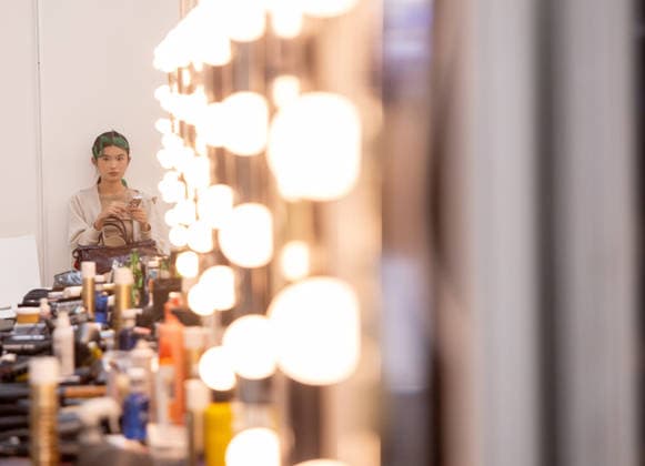 Ágatha Ruiz de la Prada Fashion Show at MBFW 2026 Backstage preparations before the Ágatha Ruiz de la Prada fashion show as part of Mercedes-Benz Fashion Week, at the Galería de Cristal in the Palacio de Cibeles, on September 15, 2026, in Madrid, Spain. The show is marked by an explosion of creativity, playful silhouettes, and the brand’s classic iconography—hearts, vibrant colors, and a pop aesthetic adapted to the capital’s new and unique settings. SEPTEMBER 15, 2026 Madrid, Spain  Copyright: xEduardoxParrax 7776730