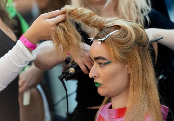 Ágatha Ruiz de la Prada Fashion Show at MBFW 2026 Backstage preparations before the Ágatha Ruiz de la Prada fashion show as part of Mercedes-Benz Fashion Week, at the Galería de Cristal in the Palacio de Cibeles, on September 15, 2026, in Madrid, Spain. The show is marked by an explosion of creativity, playful silhouettes, and the brand’s classic iconography—hearts, vibrant colors, and a pop aesthetic adapted to the capital’s new and unique settings. SEPTEMBER 15, 2026 Madrid, Spain  Copyright: xEduardoxParrax 7776731