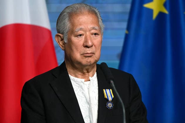 Speaker of the House of Representatives of Japan Eisuke Mori attends a joint news conference with Chairman of the Verkhovna Rada of Ukraine Ruslan Stefanchuk at the press centre of the Ukrainian Parliament, Kyiv, Ukraine, September 15, 2026. (Photo by Yevhen Kotenko Ukrinform) Joint statement by Ukraine’s Parliament Chairman and Speaker of Japan s House of Representatives in Kyiv  Copyright: xYevhenxKotenkox