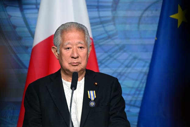 Speaker of the House of Representatives of Japan Eisuke Mori attends a joint news conference with Chairman of the Verkhovna Rada of Ukraine Ruslan Stefanchuk at the press centre of the Ukrainian Parliament, Kyiv, Ukraine, September 15, 2026. (Photo by Yevhen Kotenko Ukrinform) Joint statement by Ukraine’s Parliament Chairman and Speaker of Japan s House of Representatives in Kyiv  Copyright: xYevhenxKotenkox