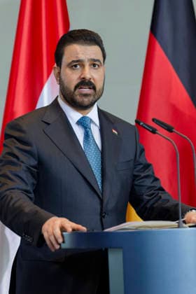 Merz und Al-Zaidi 2026-09-15 Deutschland, Berlin Gemeinsame Pressekonferenz von Bundeskanzler Friedrich Merz (CDU) und dem Ministerpräsidenten des Irak, Ali Faleh Al-Zaidi im Kanzleramt.